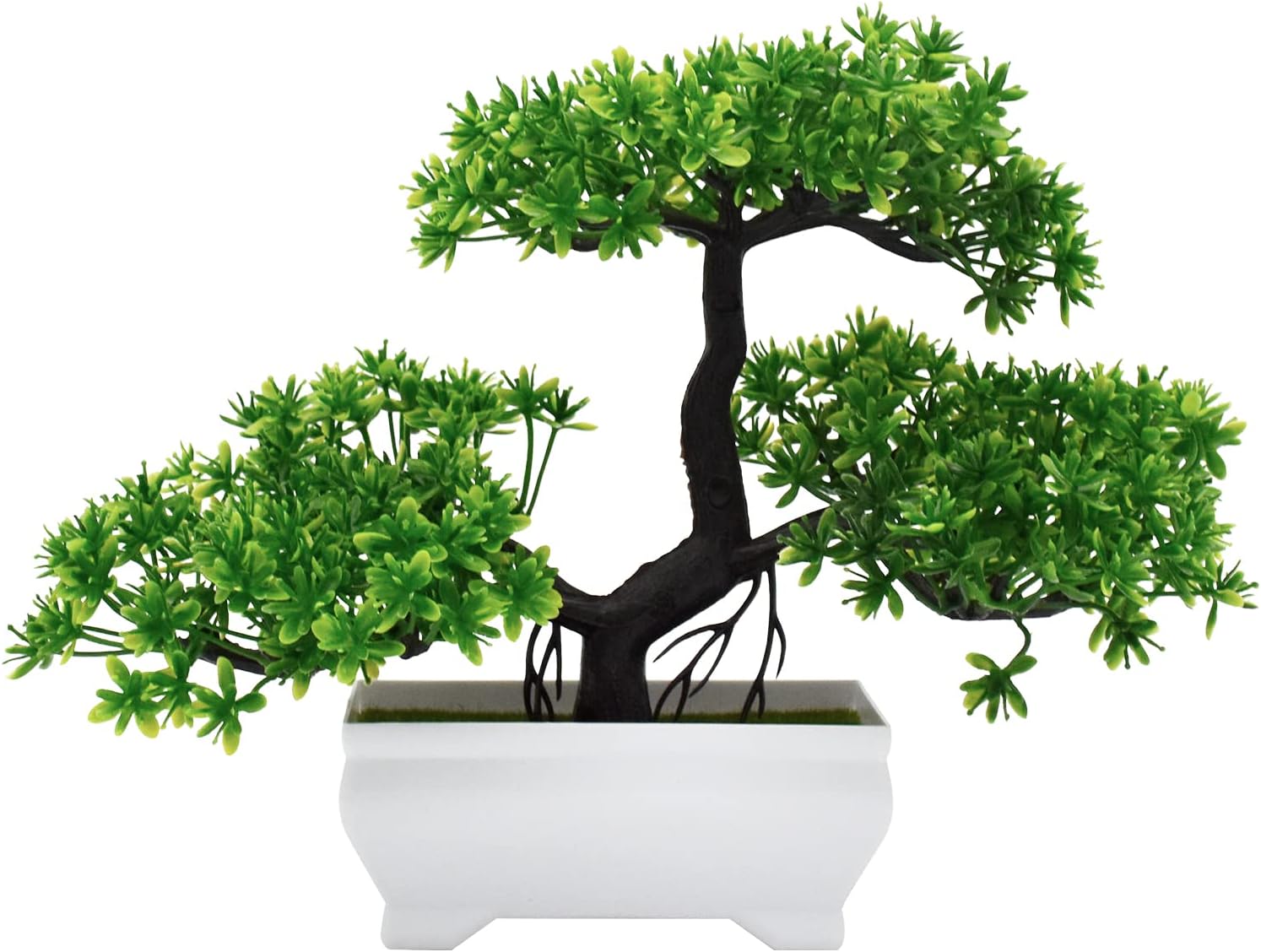 Artificial Bonsai Tree Cloud Pine Bionic Plant Indoor Small Fake Plants Decor Zen Garden Desk Home Desktop Office Bathroom Shelf Bedroom Living Room Decorations (Green)