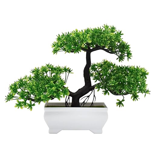 Artificial Bonsai Tree Cloud Pine Bionic Plant Indoor Small Fake Plants Decor Zen Garden Desk Home Desktop Office Bathroom Shelf Bedroom Living Room Decorations (Green)