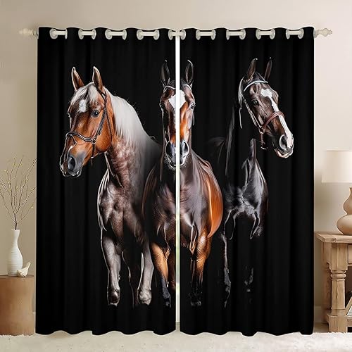 Erosebridal Cortina de ventana de caballo, cortinas de caballo occidental, cortinas de ventana de animales salvajes, tratamiento de ventana de moda