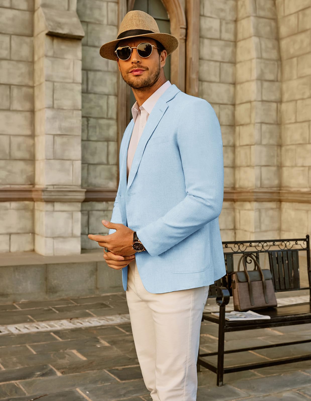 PJ PAUL JONES Herren Casual Slim Fit Leinen Jacke Leichtgewicht 2 Knopf Blazer Sporty Slim fit Leisure Blazer
