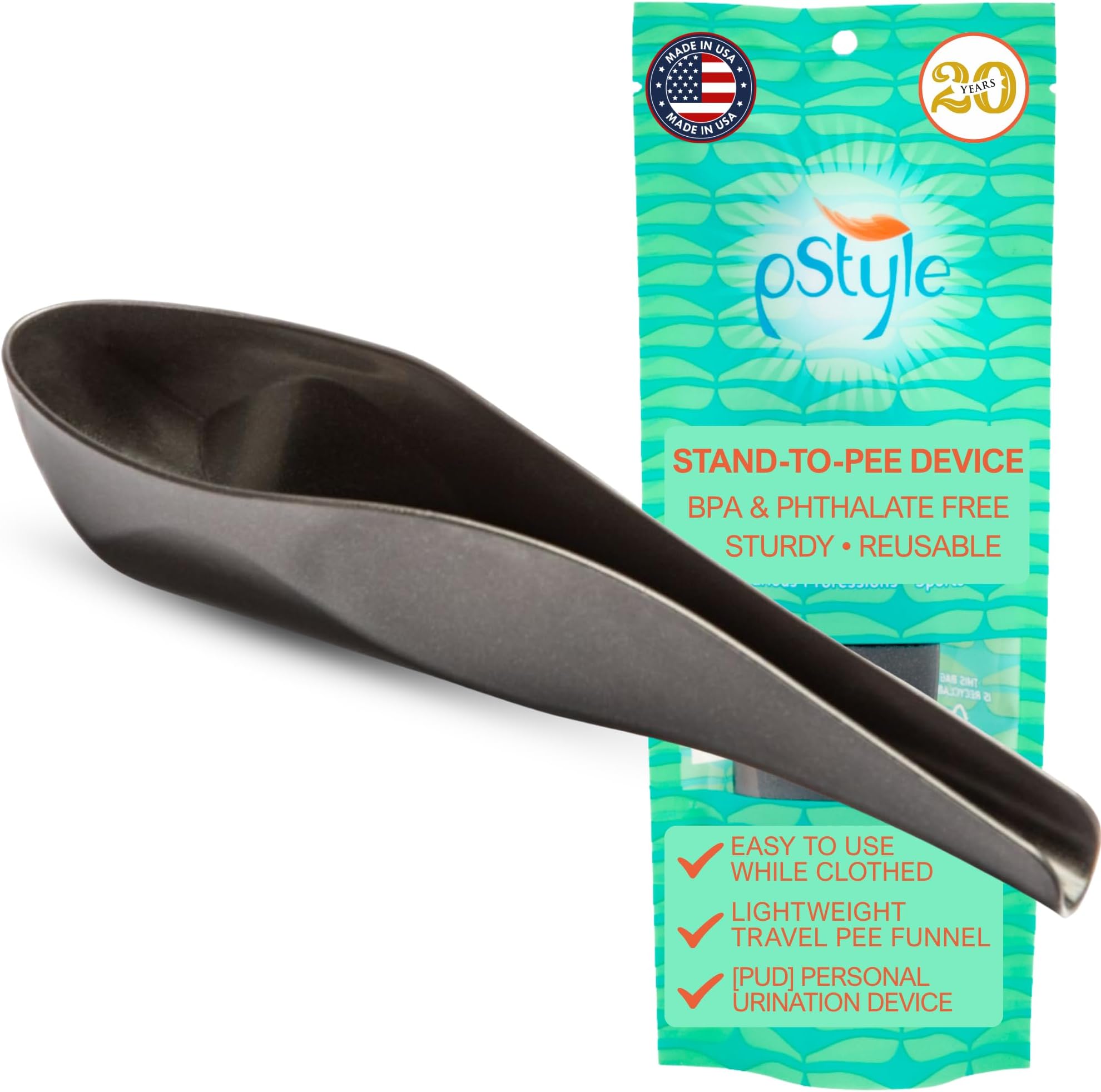 pStyle | Stand to Pee with Ease While Fully Clothed | for Women, Non Binary, & Trans Men | Made in The USA | Reusable Pee Funnel is a Game Changer for Camping, Music Festivals, and More!