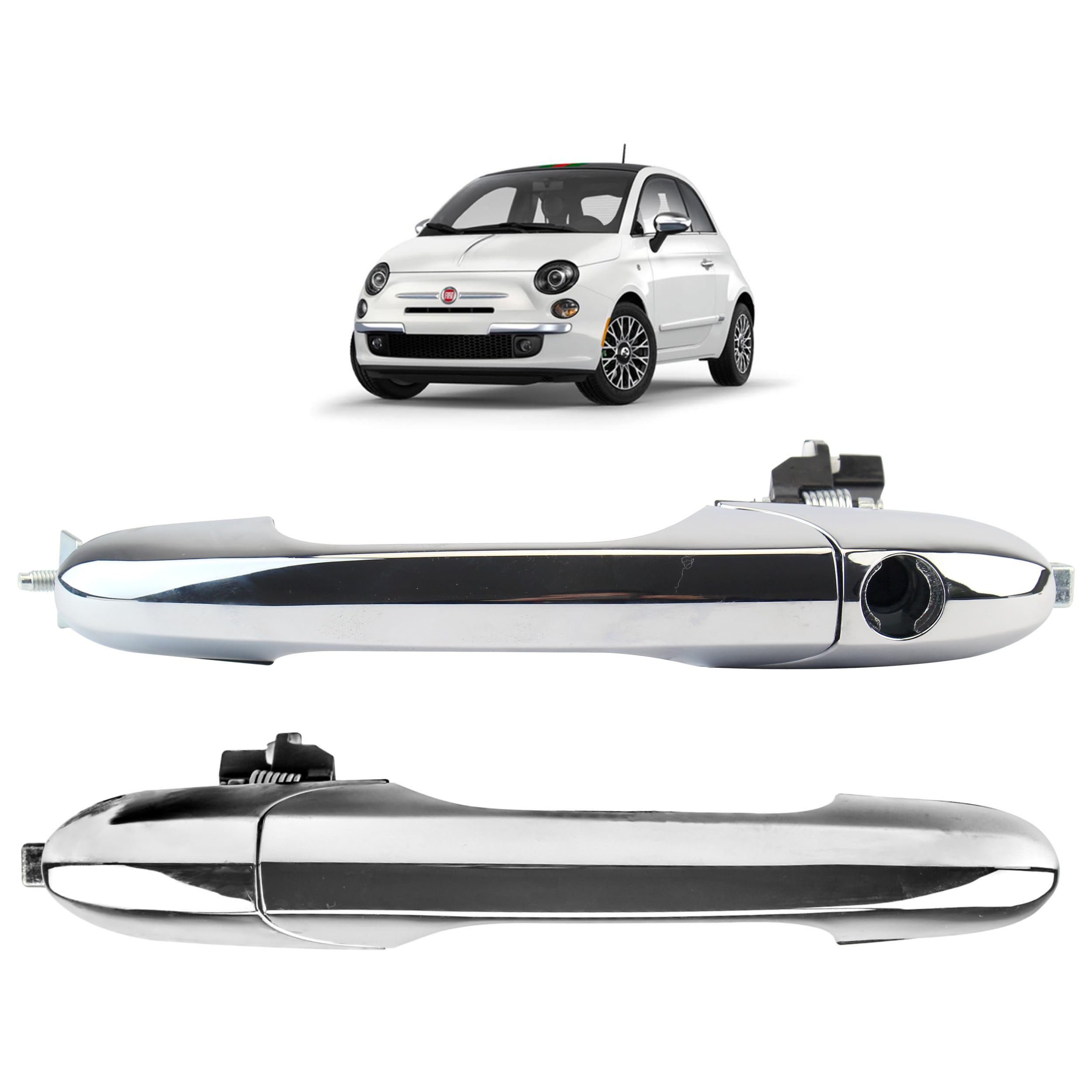 Poignées de porte Fiat 500 chromées avant gauche et droite pour modèles 2007 à 2022