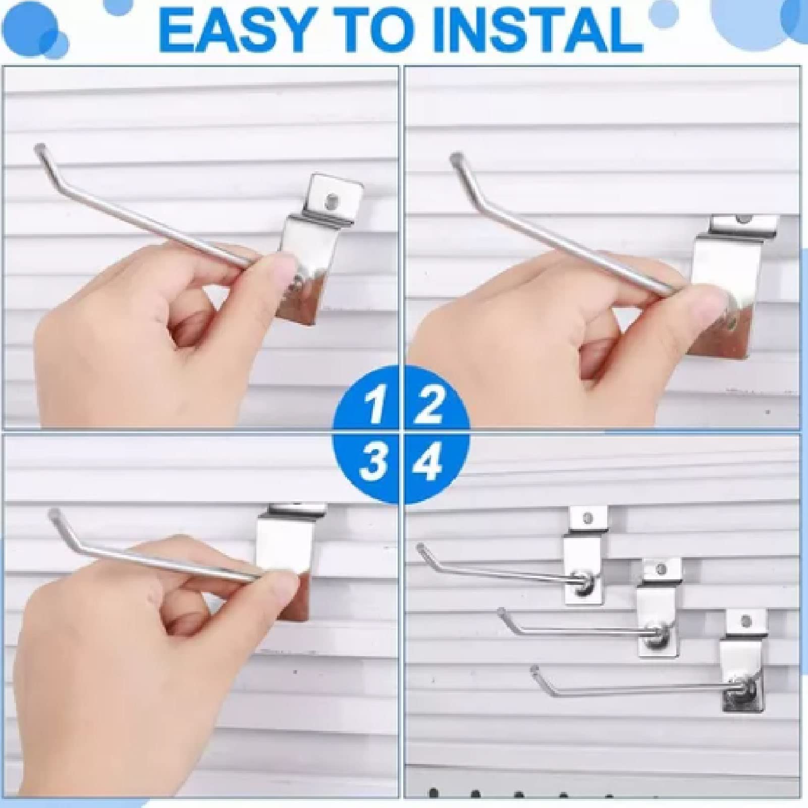 50PCS Slatwall Hooks, Slat Wall Hanging Hooks Heavy Duty Pegboard Gridwall Display Hook Slat Wall Accessory Metal Retail Hooks and Hangers for Garage Shop Retail Display