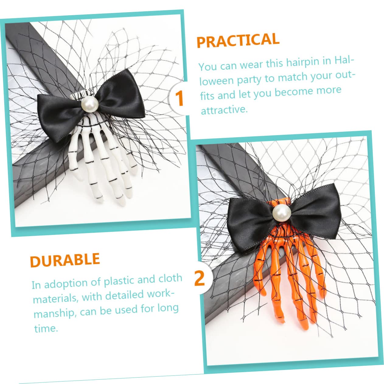 Didiseaon 20 Pz Fermaglio Con Artiglio Del Teschio Molletta Forcine a Scheletro Fermagli Per Perlati Forcine Da Donna Fermaglio Per Con Perle Di Halloween Stoffa