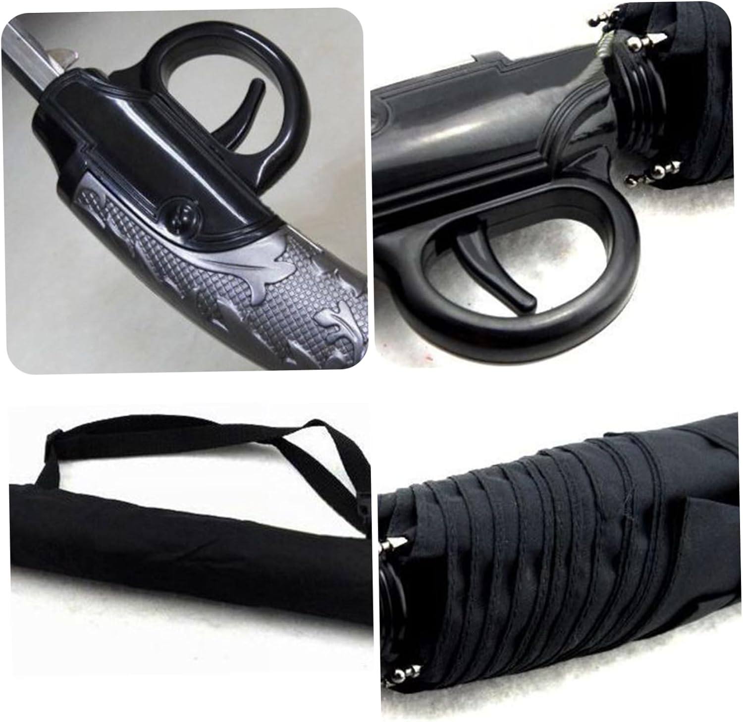 Mens Umbrella with Gun Shaped Handle 8 Bones Foldable Anime Umbrella, Rain-Proof Windproof Portable for Business Birthday, Black.
