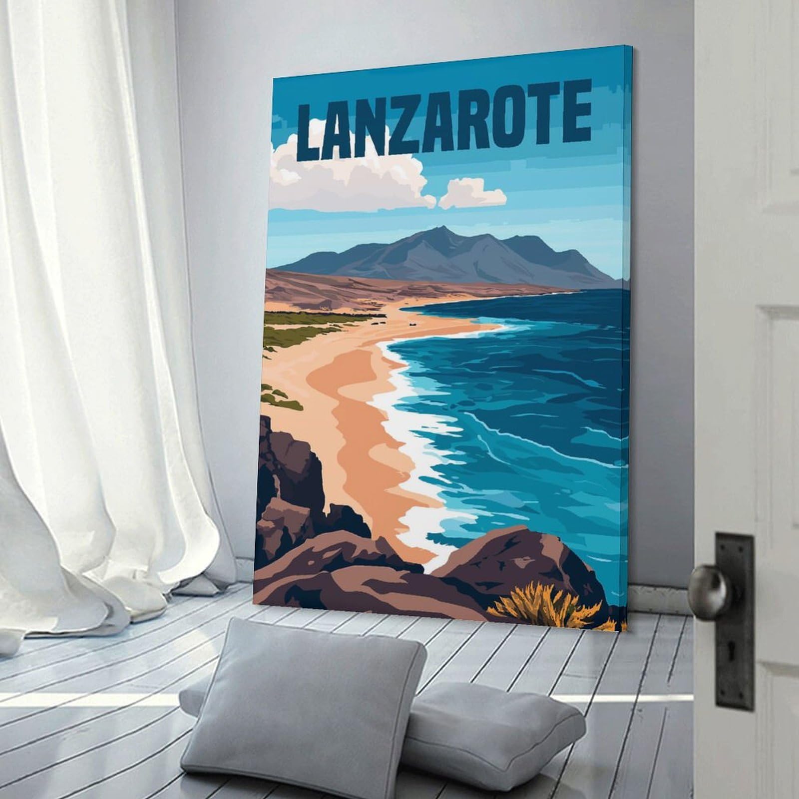 Junmoney Lanzarote Travel Decorative Wall Artwork, 20x30inch(50x75cm), for Study, Office Or Focused Interiors, A Smart Decor Choice for Study Walls