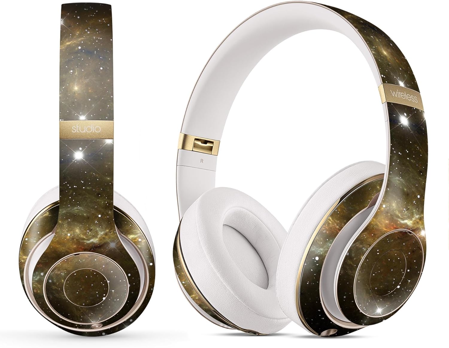 DesignSkinz - Compatible with Beats Studio 2/3 Wireless - Skin Decal Protective Scratch Resistant Vinyl Wrap - Golden Inked Marble Swirl