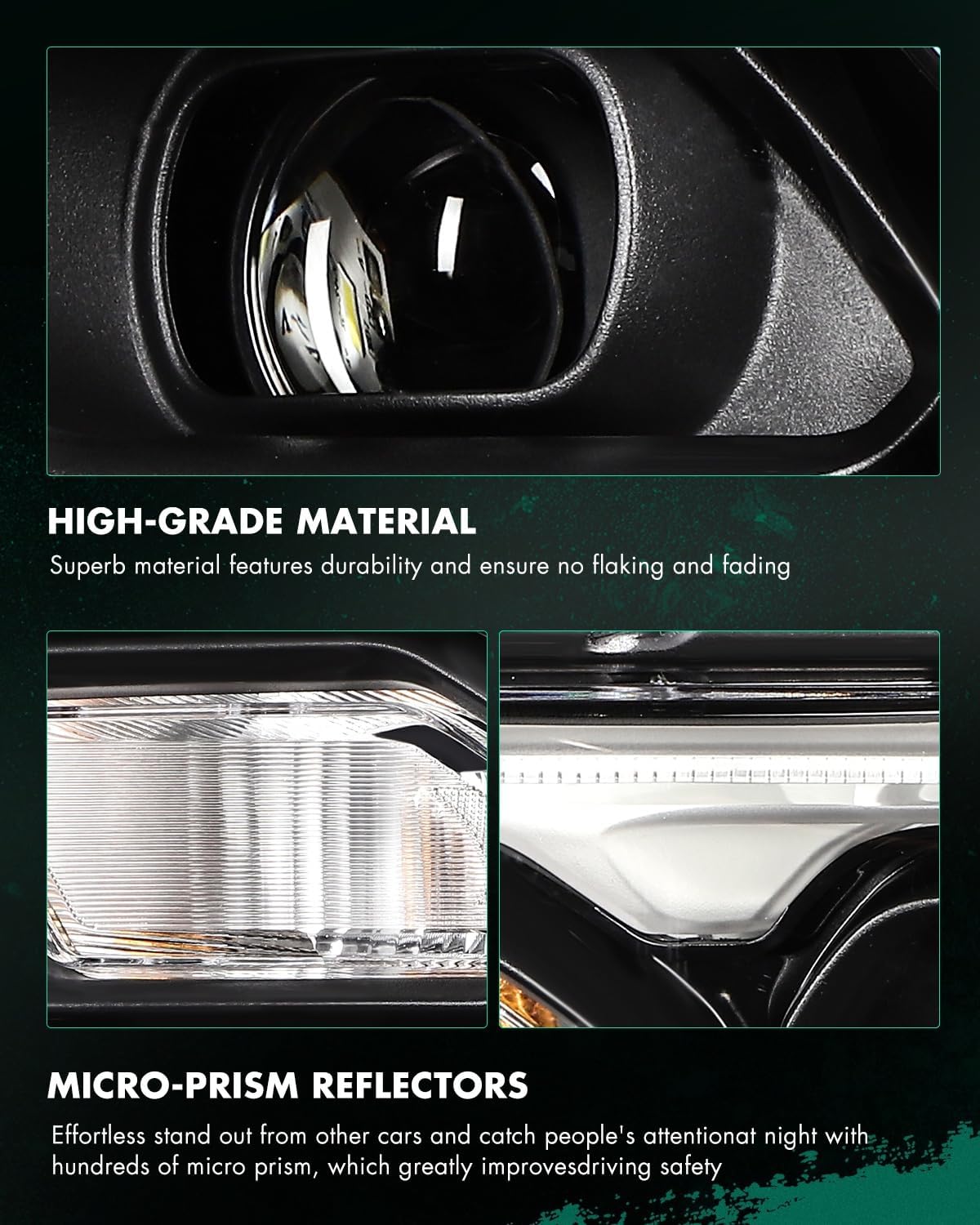 SCITOO Headlight Assembly Fit 2021-2024 for Dodge Durango Right Side Headlight Black Housing Clear Lens 68433778AF