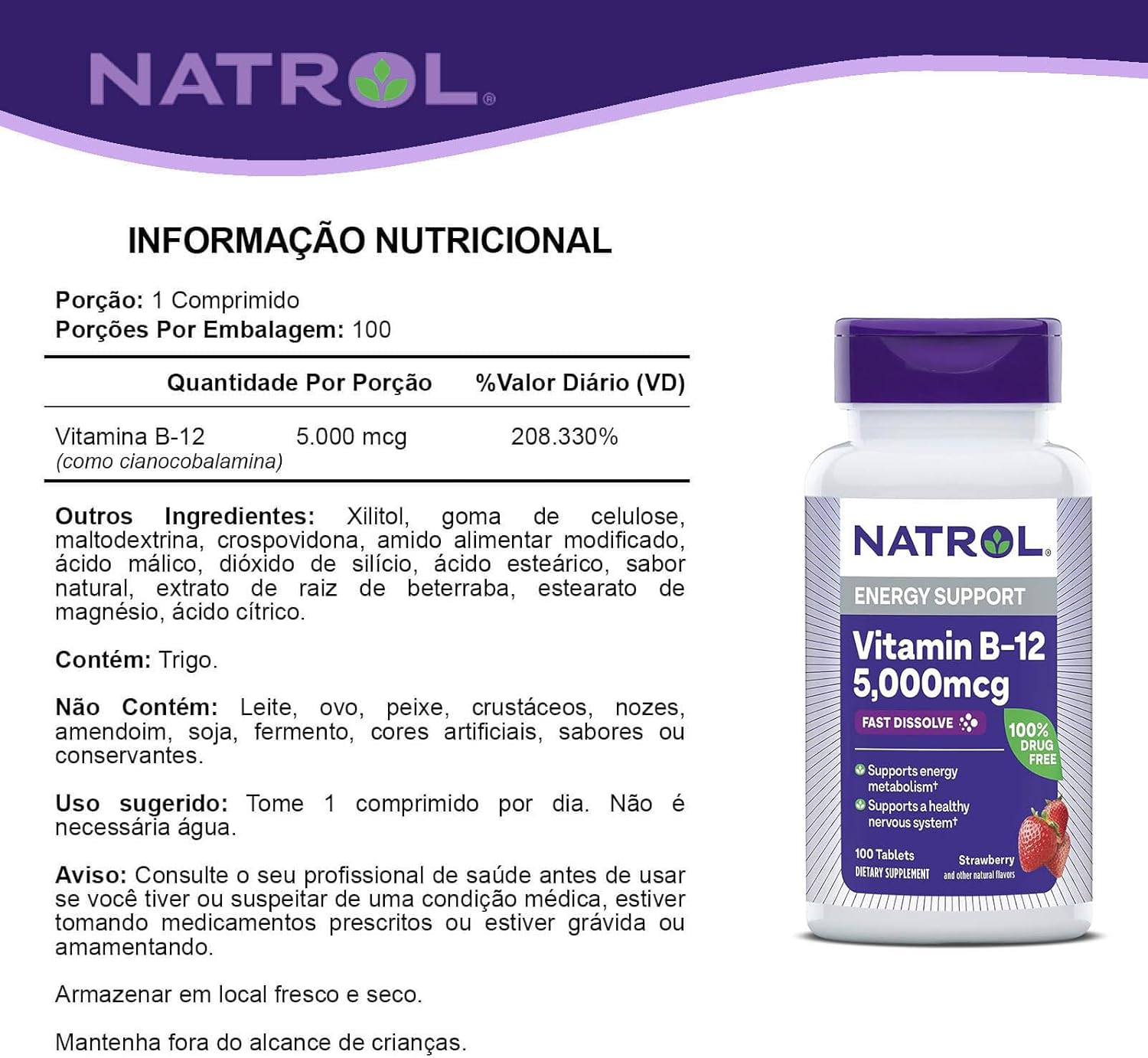 NATROL VIT B12,5000MCG,Fast DSLV, 100 TAB