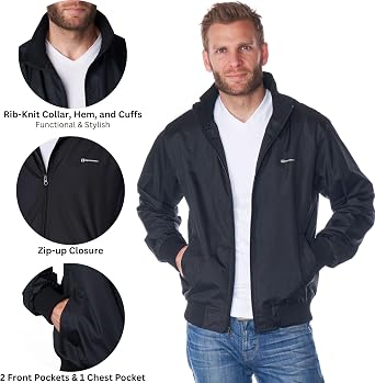 Alpine Swiss Alvin Mens Lightweight Bomber Jacket Casual Windbreaker Varsity Style Coat Versatile Stylish Everyday Outerwear