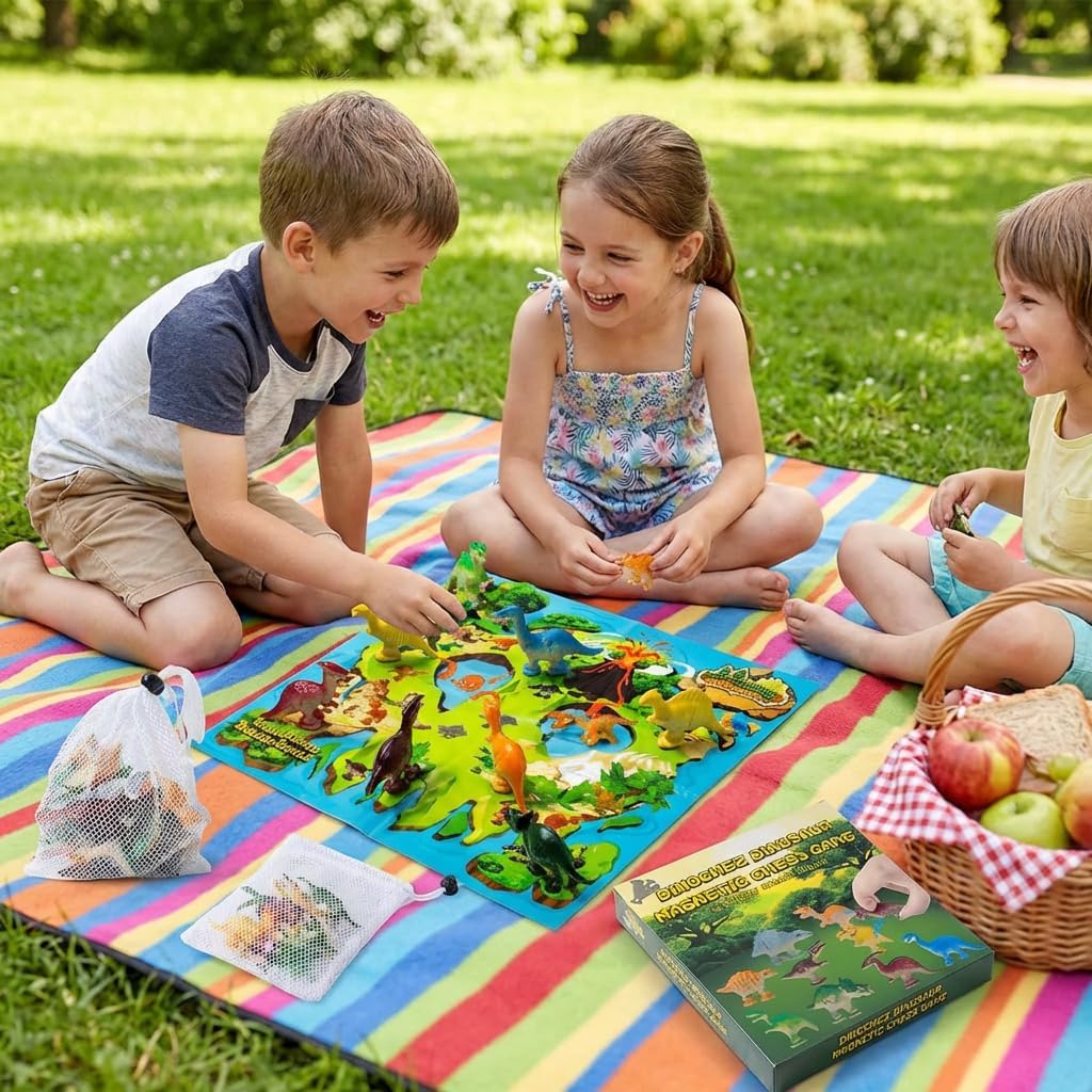 2026 Magnetic Chess Game, Dinosaur Magnetic Game for Kids , Chess Set-20 Dinosaur Stones, 1 String,1 map and 1 Storage Bag, Fun Magnet Chess Game for Family Games Night, Magnet Game Parent-Child Toy