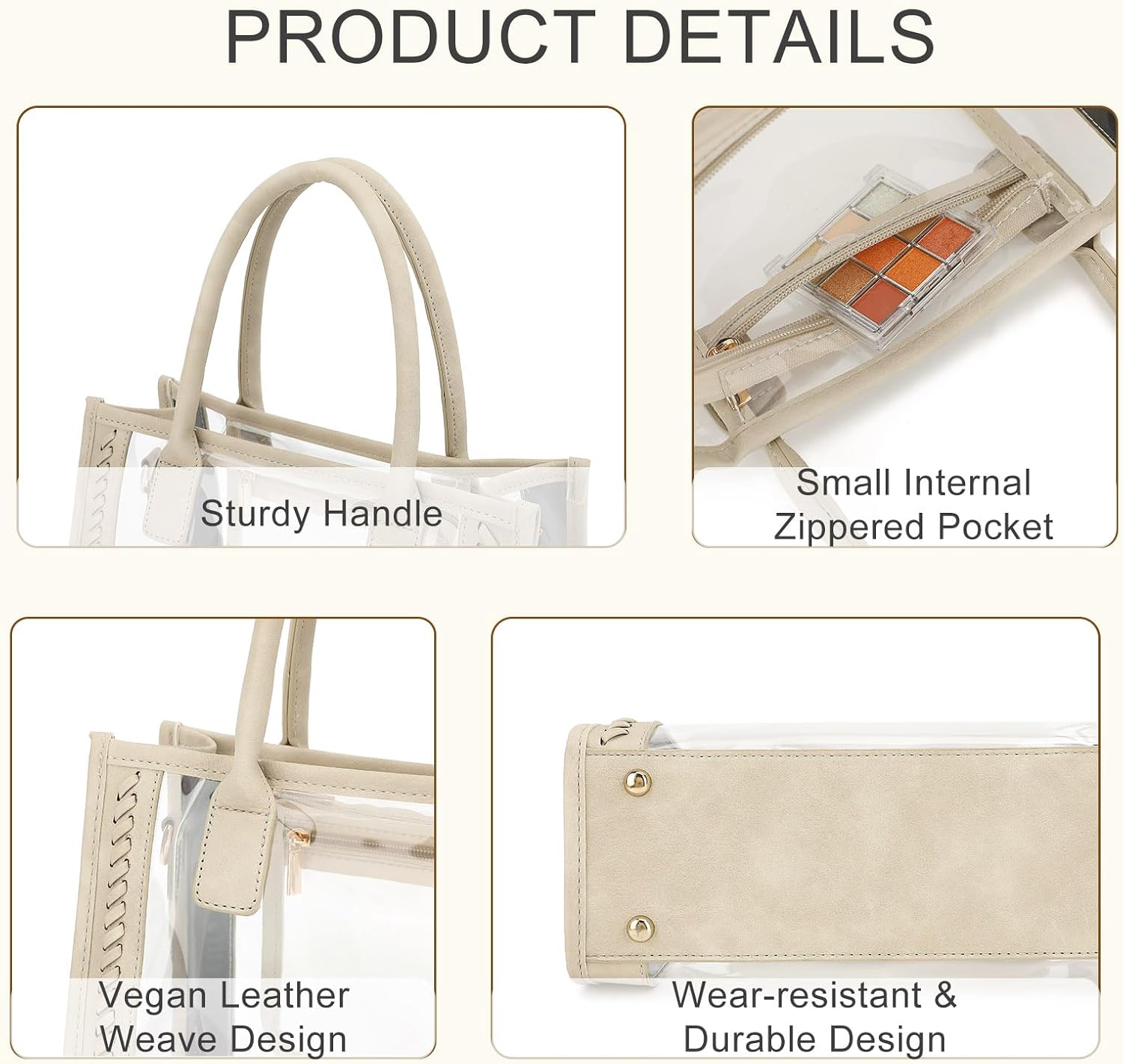 FAIME Clear Tote Bag Stadium Approved, Clear Crossbody Purse Transparent Woven Handbag for Concert, Beach & Stadium event