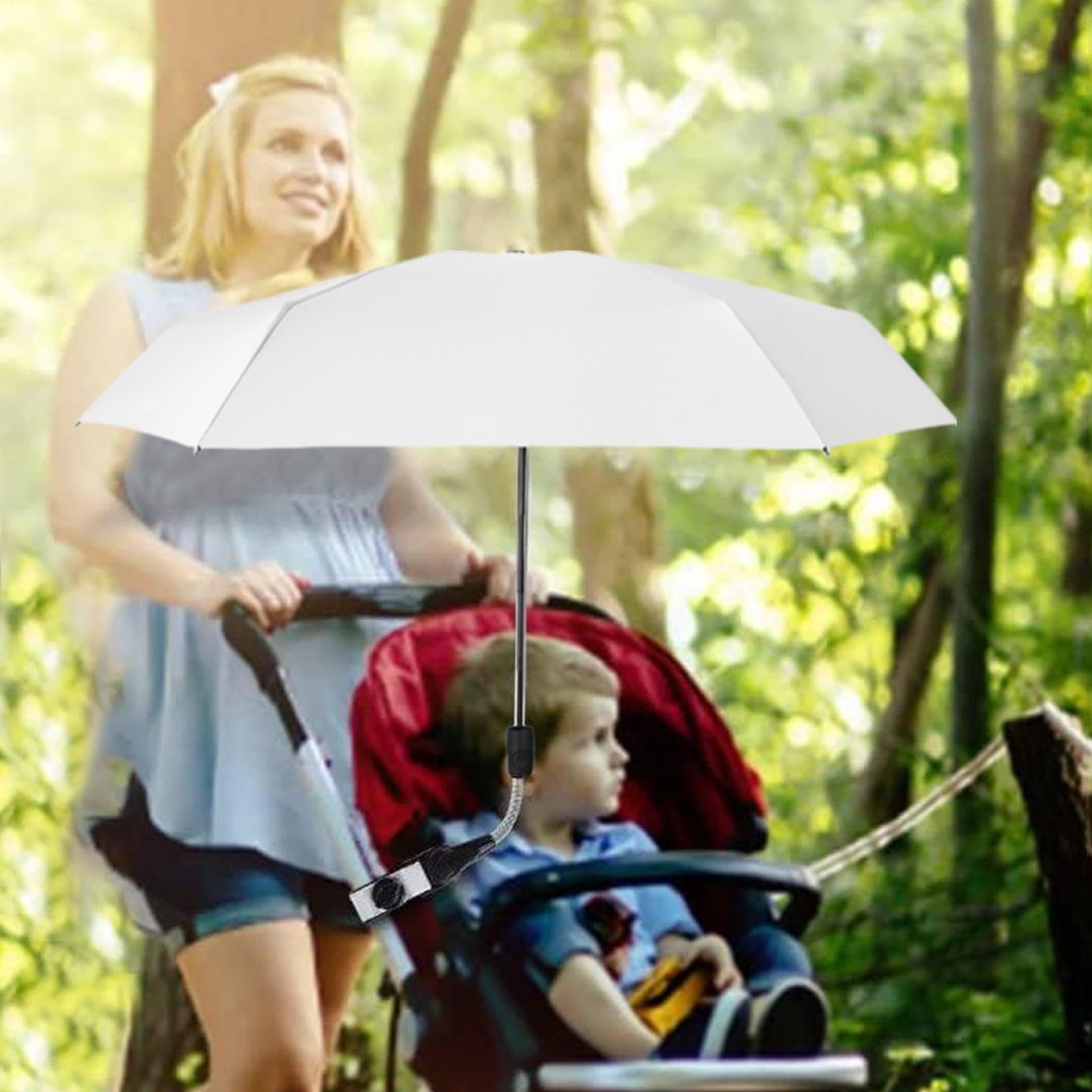 Ombrellone parasole per passeggino con morsetto, parasole per passeggino, UPF 50+, con clip per passeggino, carrozzina, sedia da spiaggia