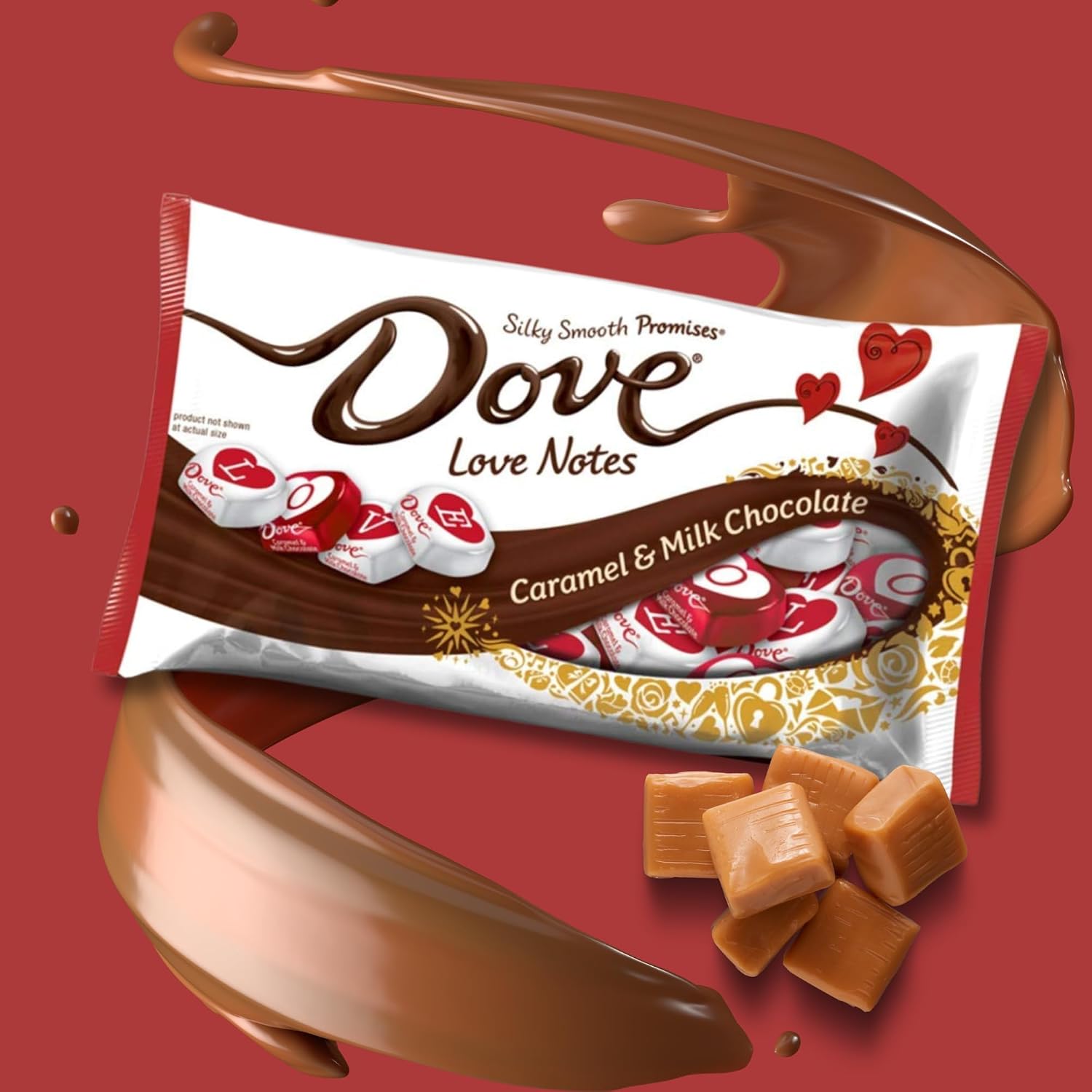 Sweetzo Valentine’s Day Dove Promises Variety Pack, Milk and Dark Chocolate Hearts with Caramel Love Notes, Individually Wrapped Candies, 8.8 Ounces, 3 Items