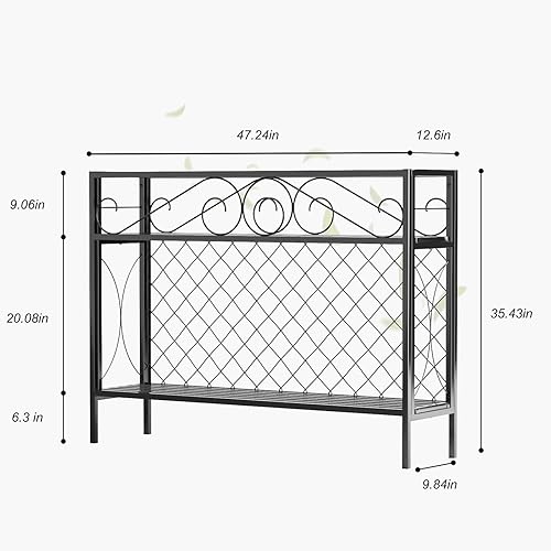 Miniatura 3 de Zhongma Soporte de Plantas de Metal de 2 Niveles Estrecho y Resistente, 47.24L x 12.6 W x 35.43 H pulgadas, Estante de Plantas de Metal para