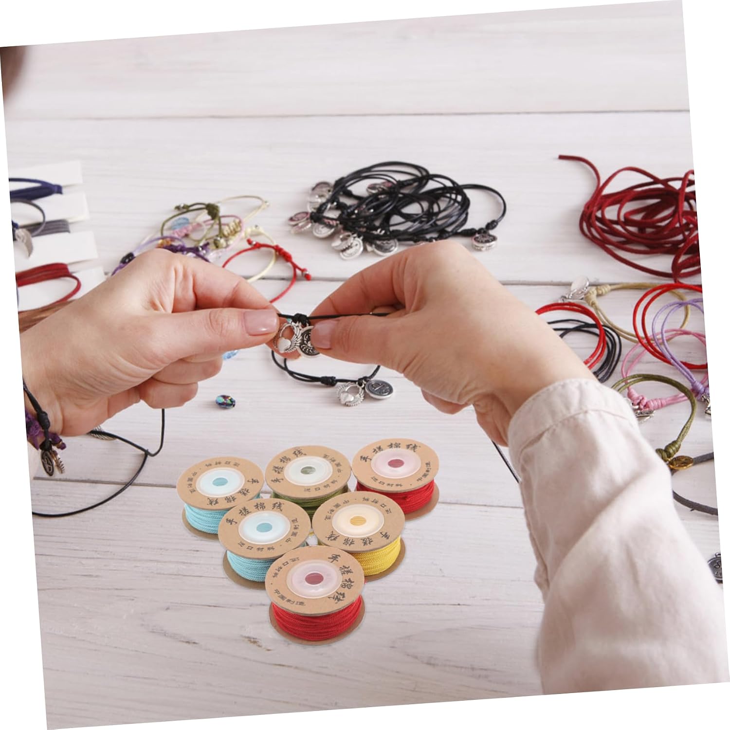Hand Woven Cotton Cord for Bracelet Making 12pcs 1.2mm