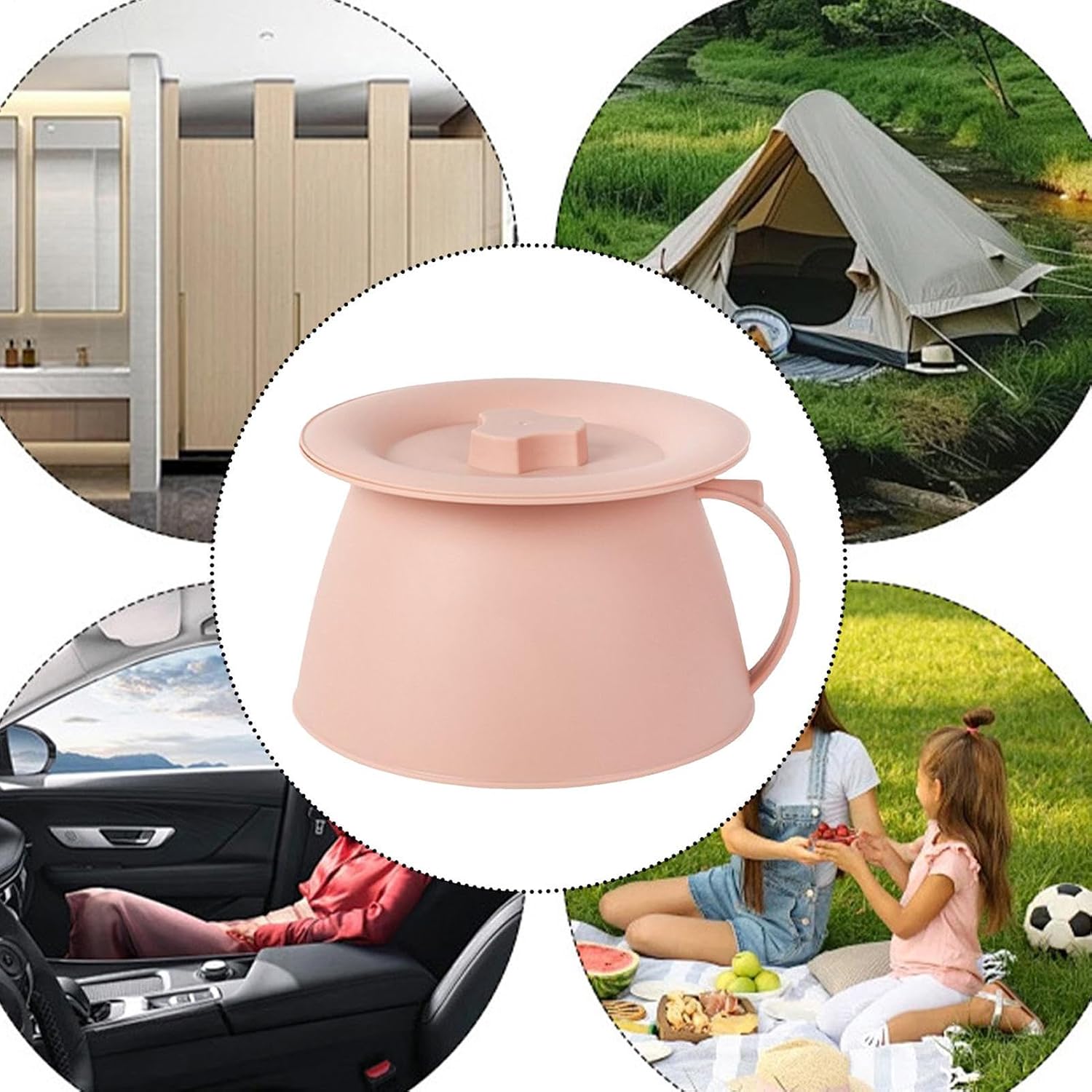 Portable Urinal, 1.5l Bedside Spitting Pot with Handle for Men Women and Youth, Pp Chamber Bucket for Husband Daughter Son Wife Teens Boys Girls Friends Outdoor Indoor Use