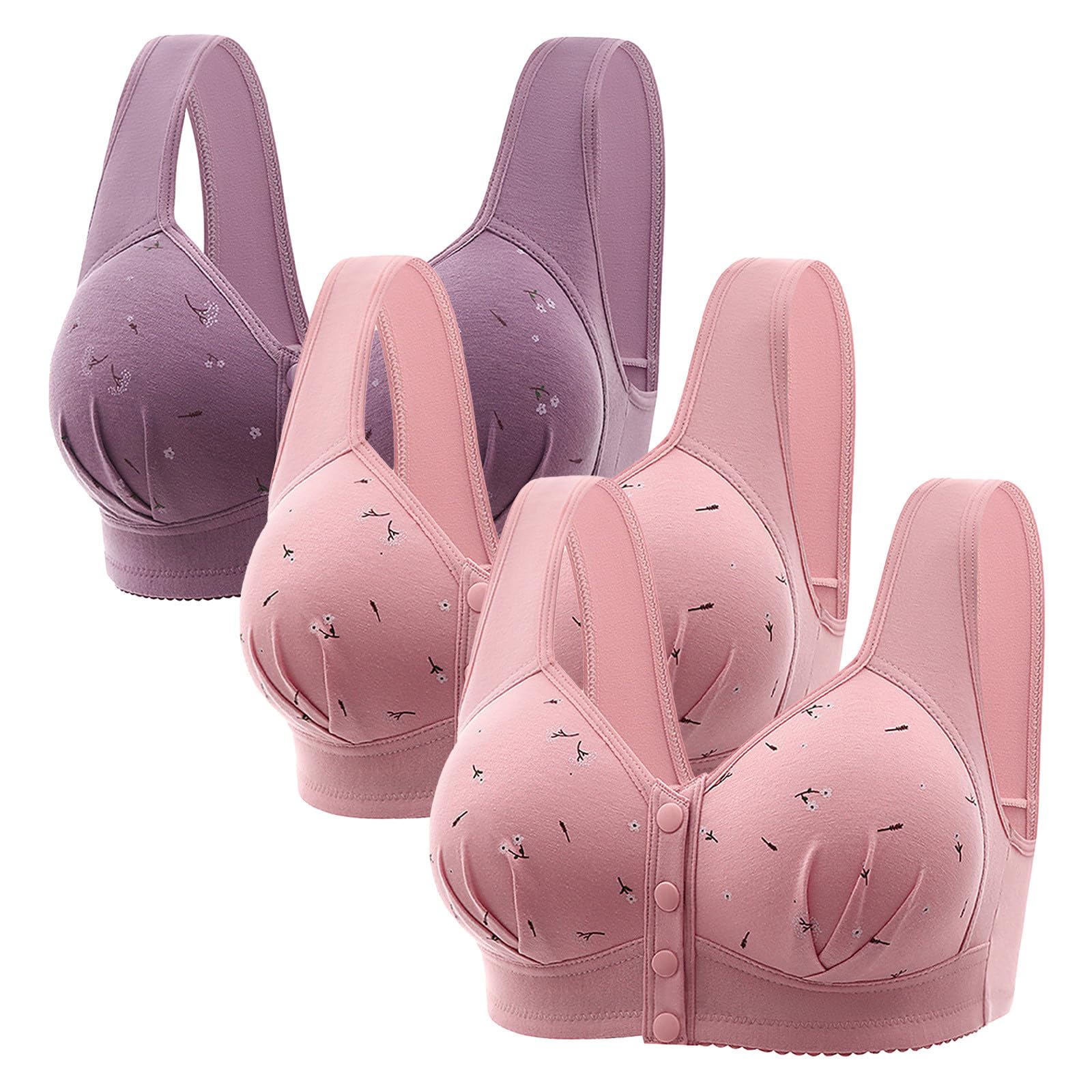 Paquete múltiple de sujetadores para mujer, cierre frontal, antiflacidez, para mujeres mayores, ropa interior de alto impacto, sin aros, bralettes de soporte completo, sin costuras, lencería sin