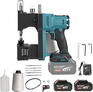 Akku Nähmaschine für Makita 18V Akkus, Tragbare Nähmaschine mit 2× 3000mah Akkus, Stichlänge: 7–10 mm, Nähstärke: 0,2–11 mm für Gewebesack, Papiersack, Sandsack, Jutesack, Getreidesack (3000mah*2)