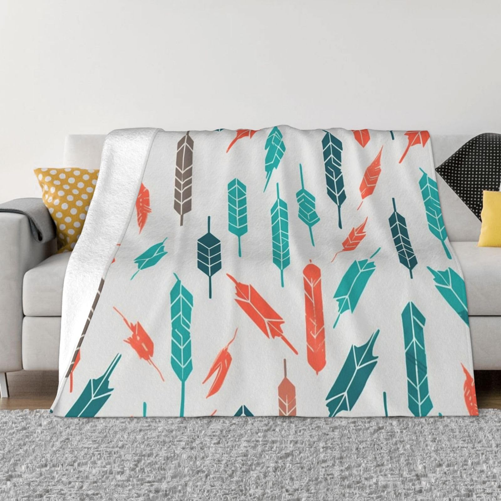 Couverture canapé flanelle 203x152 cm bleu et corail