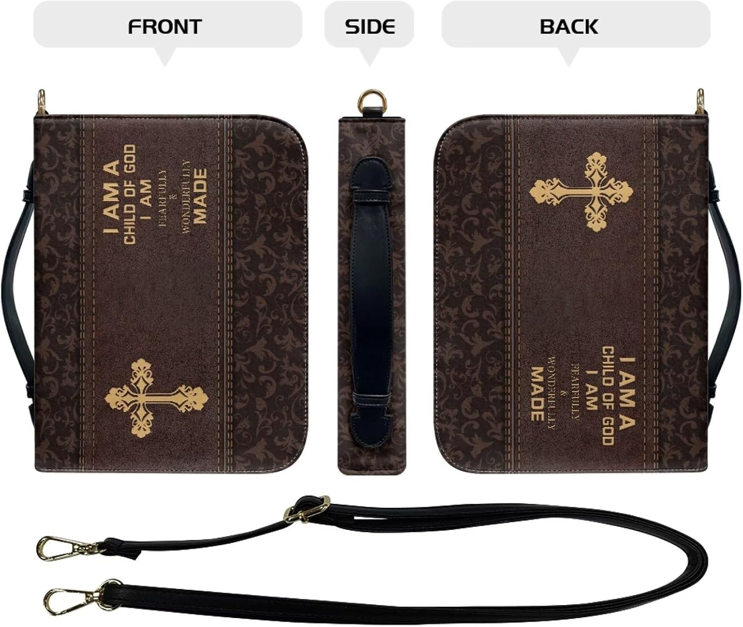 Bible Cover for Women Men Waterproof Crossbody Bag with Handle Tote Bag for Pens, Highlighters M-2XL