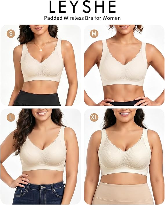 Wireless Support Bra Full Coverage Padded Push Up Anti Sagging Comfortable Seamless Lace Bras No Underwire