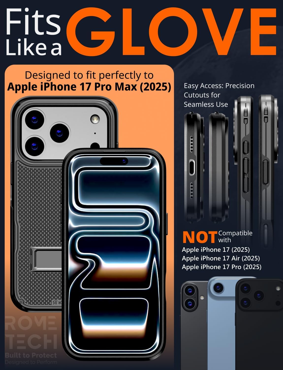 Designed for iPhone 17 Pro Max Case with Belt Clip Holster - Compatible with MagSafe Magnetic Heavy Duty Phone Cover with Kickstand - Black