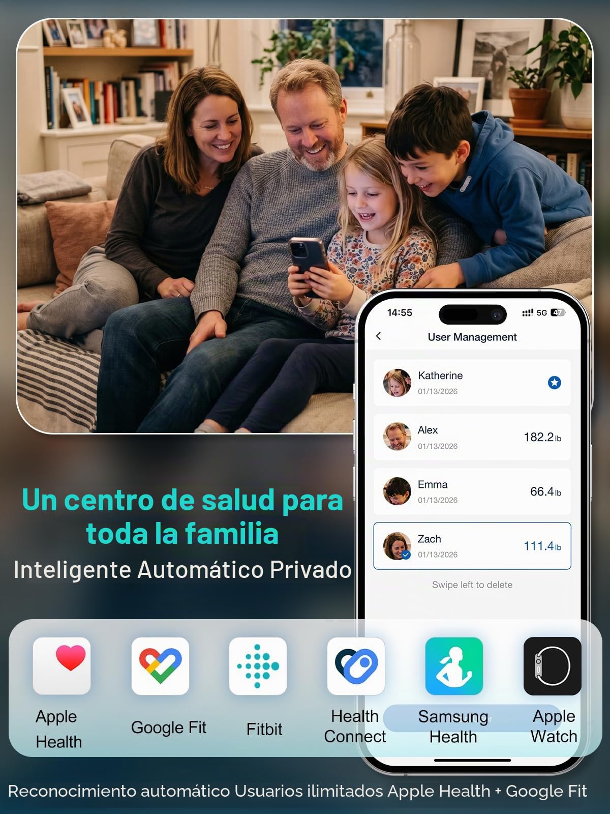 arboleaf Báscula Inteligente Bioimpedancia con 8 Electrodos, Monitor Preciso de IMC, Bascula Grasa Corporal y Masa Muscular con 50 Métricas y Pantalla en el Mango