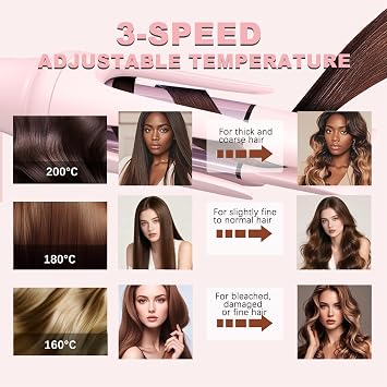 Automatic Curling Iron Rotating 3-in-1 Self Curling Hair Curler with 3 Barrel Sizes for Loose Waves to Tight Curls, Negative Ion Ceramic, Anti-Tangle & Fast Heating, Safe Styling for All Hair Types