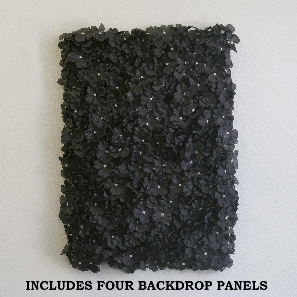 Tableclothsfactory 4 PCS Black Silk Hydrangea Flower Mat Wall Wedding Event Decor for DIY Centerpieces Arrangements Party Home Decorations