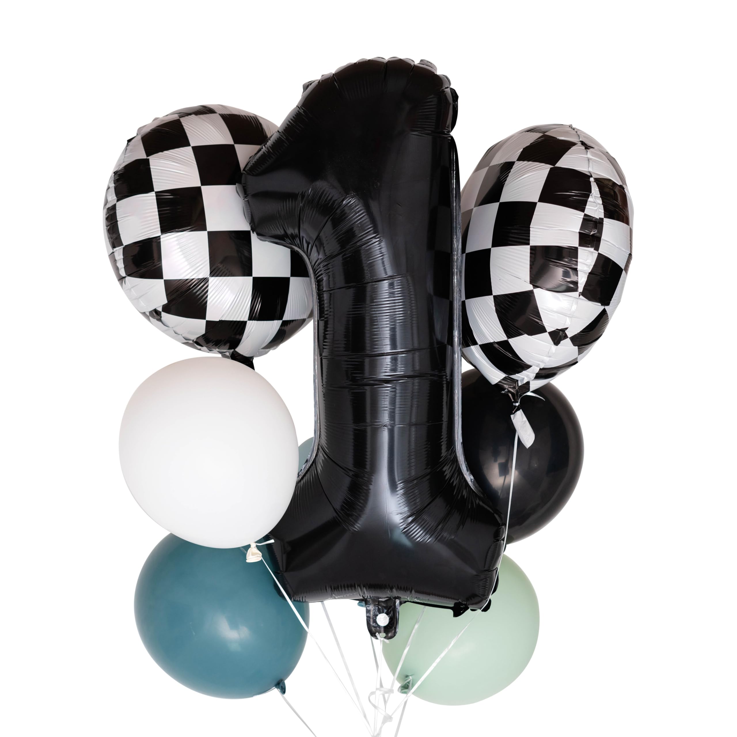 Vgaruint Race Car Balloon Bundle - 8 PCS Race Car Party Decorations,Fast One Birthday, Black Number 1 Balloon Checkered Balloons Tire Balloons for