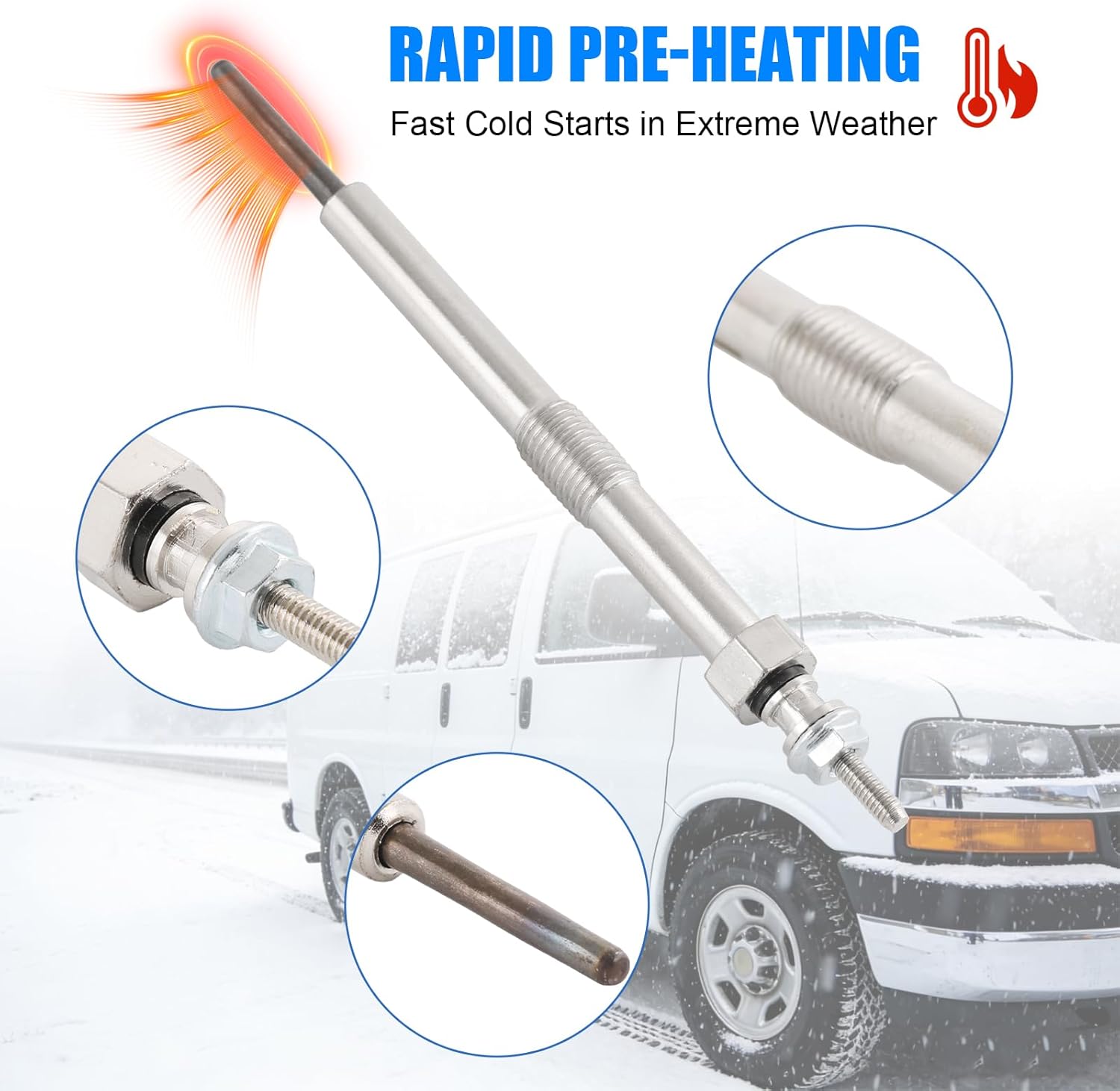 12639701 Glow Plugs 9G Replacement for 6.6L LBZ LML LMM LGH – Fits Chevy Silverado 2500HD 3500HD GMC Sierra 2006-2016, Replaces #97364968 (8 PCS)