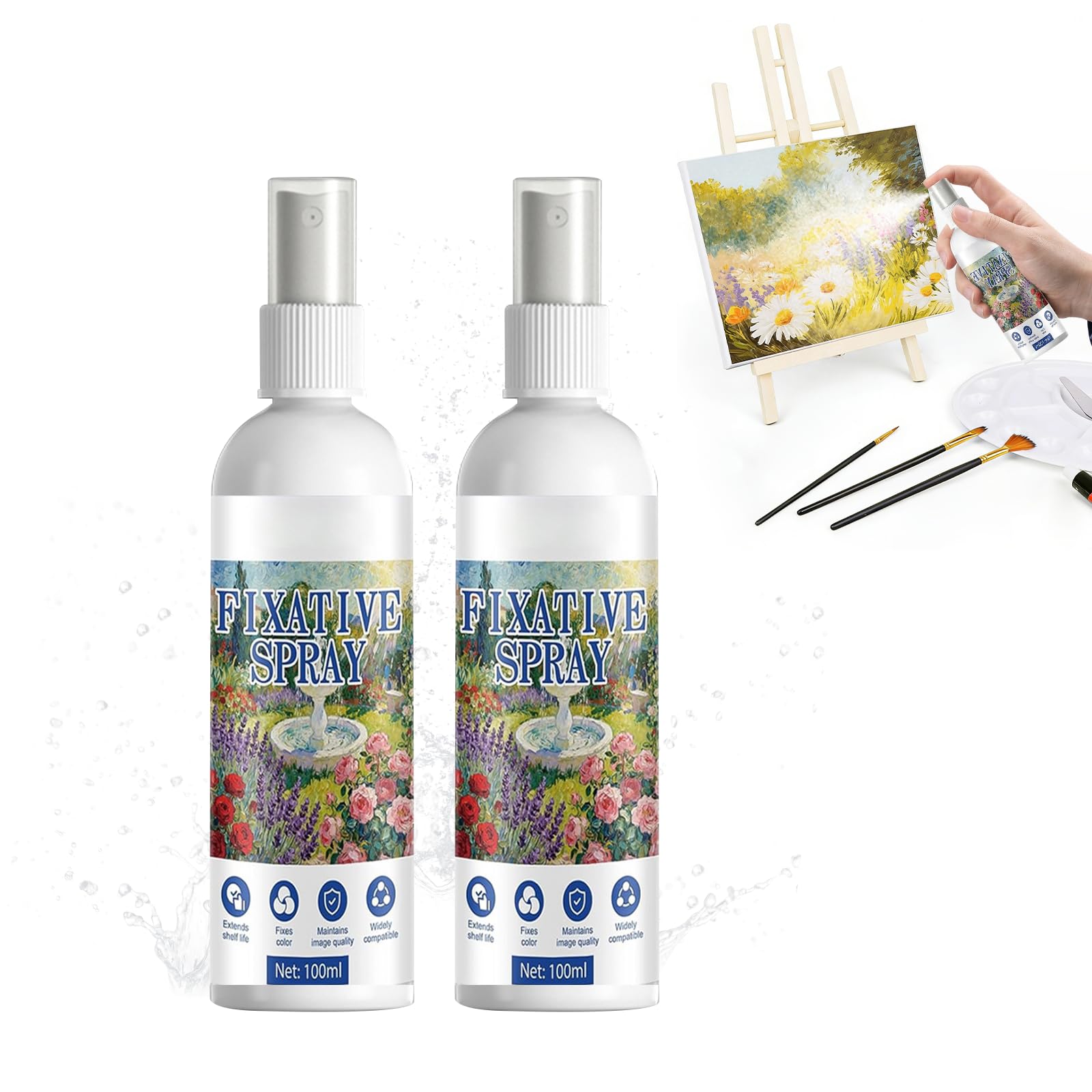 2 Pcs Fixative Spray for Pencil Charcoal Pastel Drawings 100ml Art Sealant