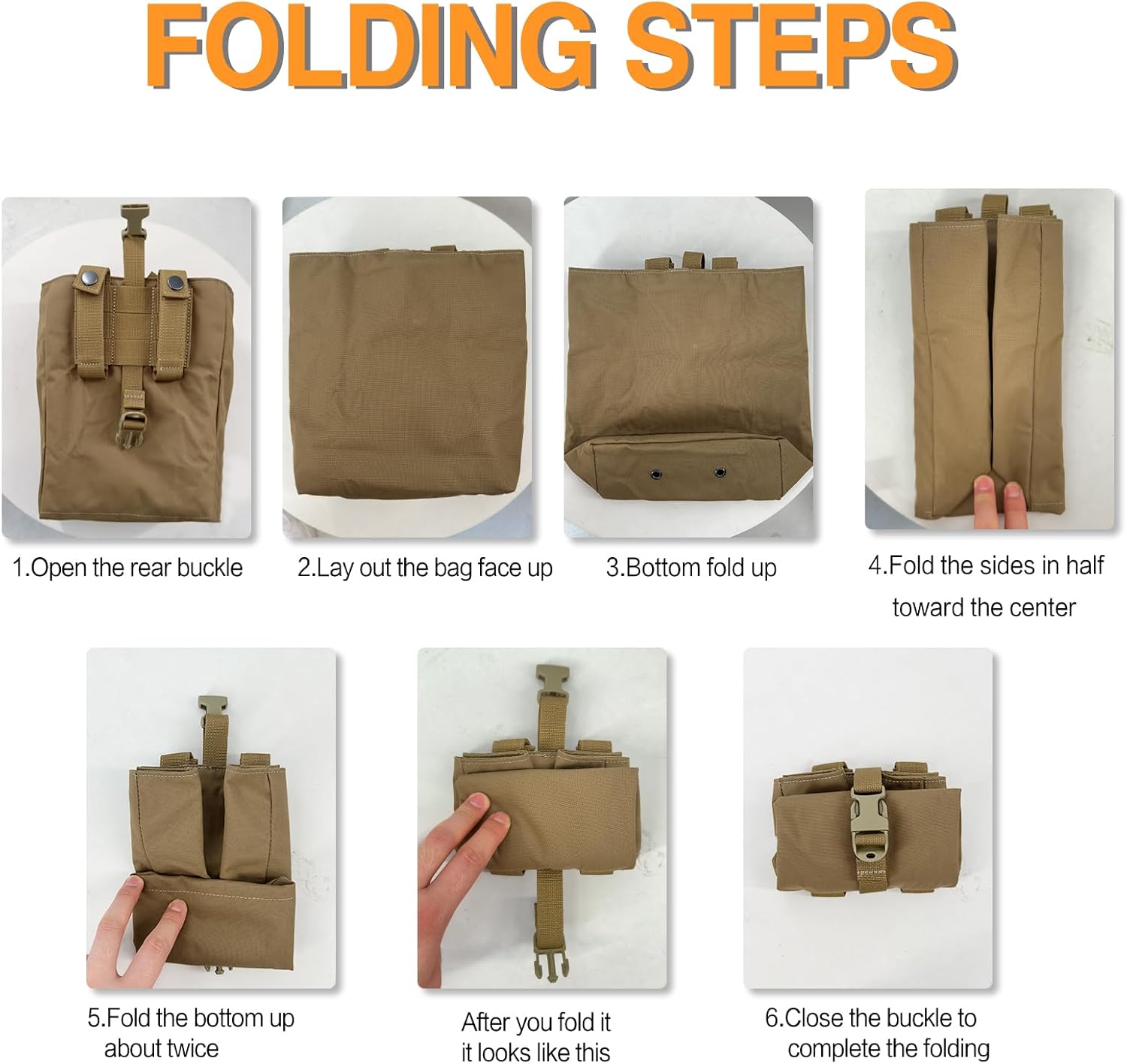 Tactical Foldable Buckle Pouch - 500D Nylon Roll Up Drop Dump Pouch for Tactical Duty Belt Molle Tool Bag Space Saving - Image 4