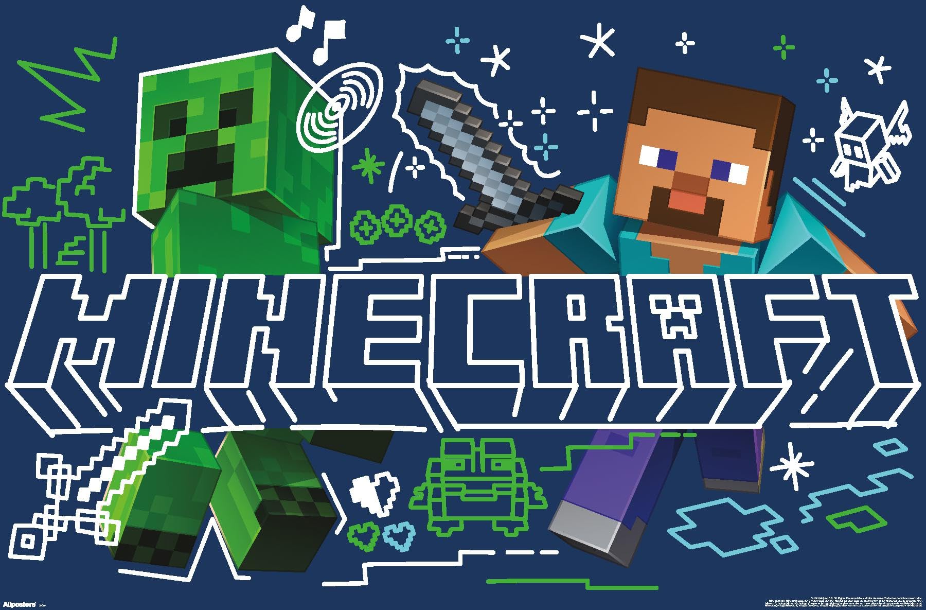 Amazon.com: Minecraft: Doodle - Steve & Creeper Variant Wall