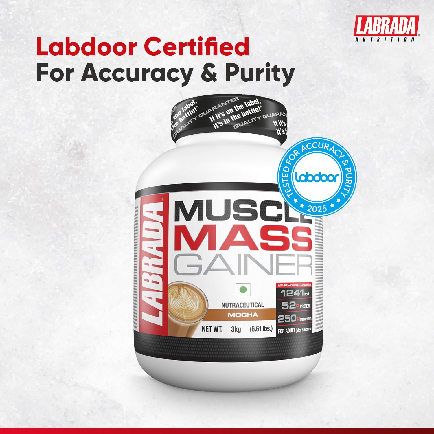 Labrada Muscle Mass Gainer | 52g Protein, 250g Carbs, 1g Creatine per Serving |Weight Gainer Powder, 3 kg Mocha — Amazon image 5