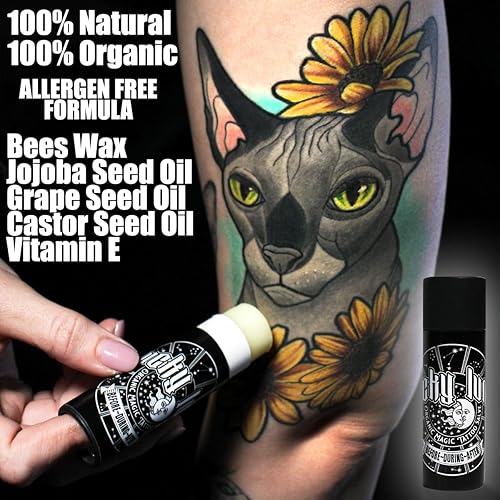 Miniatura 4 de LuckyLuna Tubo orgánico de cuidado posterior del tatuaje, hidratante de tatuaje para la longevidad del color, orgánico totalmente natural, loción de