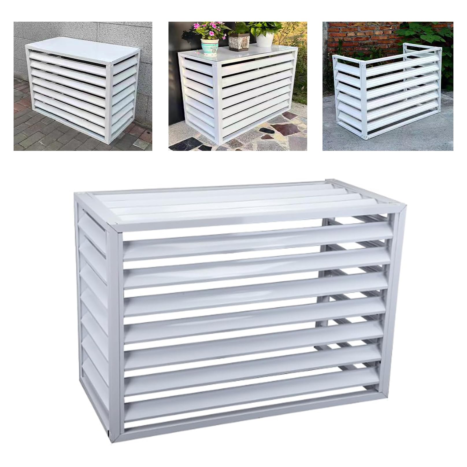 Cubierta protectora para bomba de calor con fuente de aire al aire libre, rejillas de aire acondicionado con orificio de ventilación para pared, balcón, jardín, 120 x 150 x 70 cm (5P)