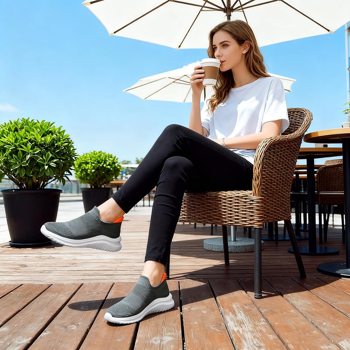 Slip On Sneakers Women, Women's Work Shoes Walking Shoes Tennis Knit Mesh Comfortable Casual Breathable Sneakers
