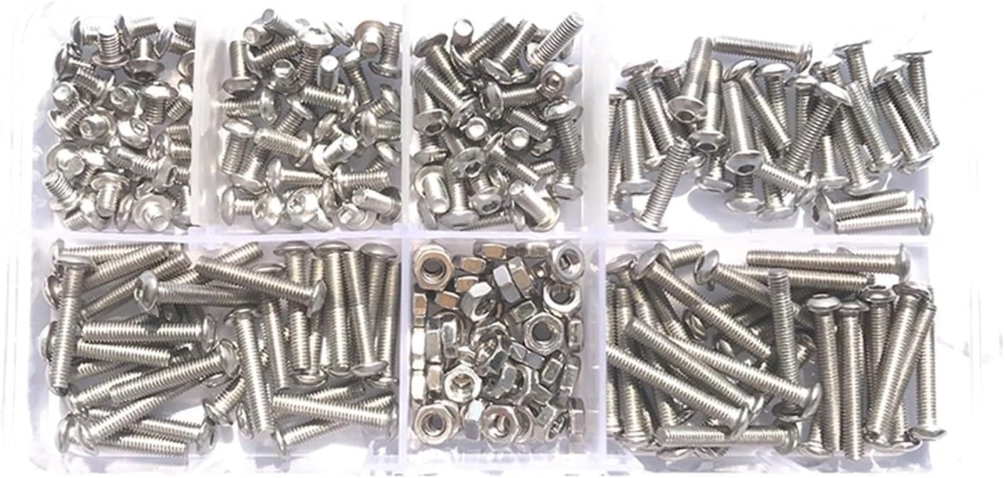 120-434Pcs 304 Stainless Steel Hex Button Socket Head Cap Screw Hexagon Thread Machine Metric Nut Bolt Assortment Kit Set M2~M6 (Size : M4 (1set))