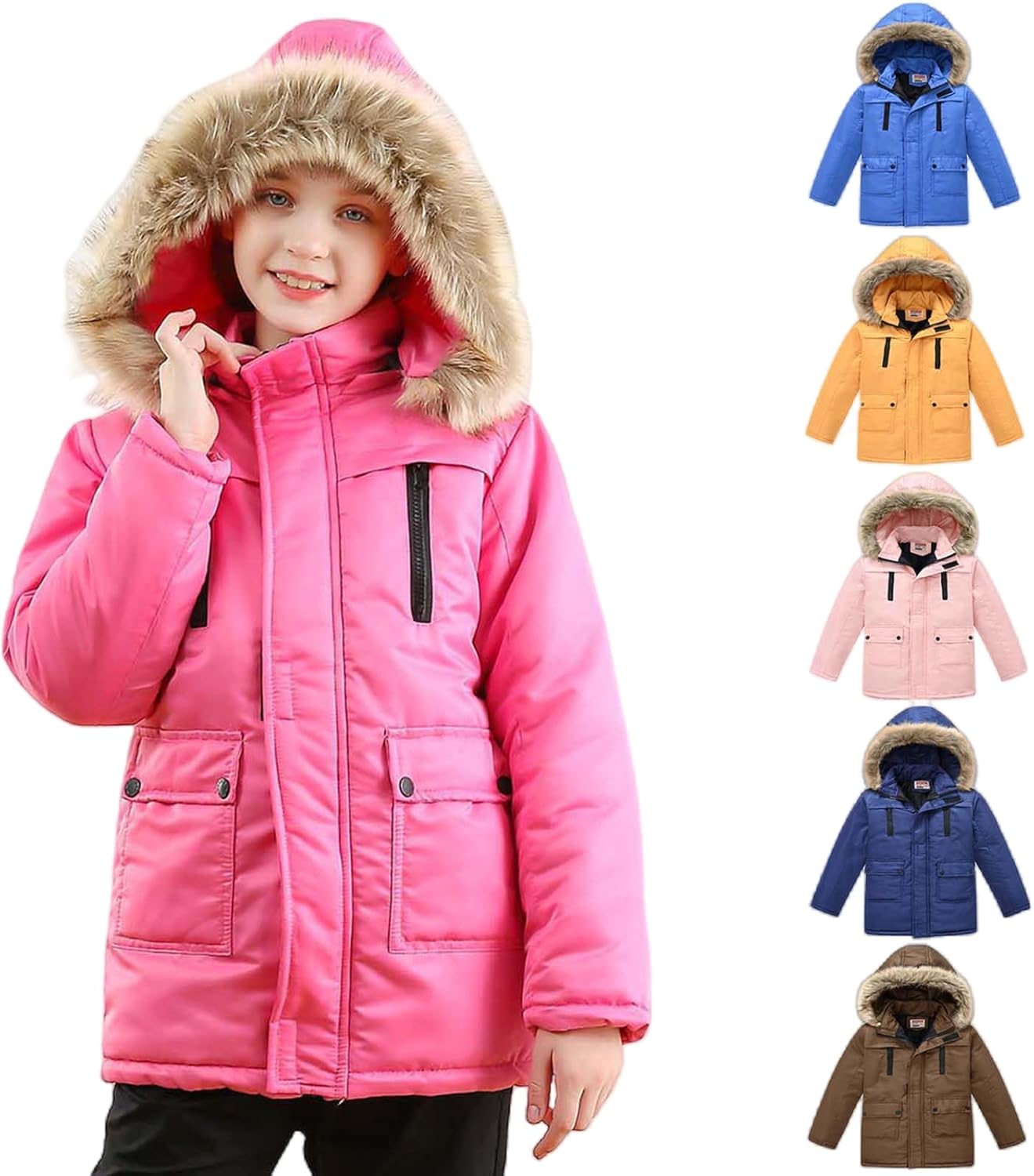 KQIVAM Kinder Winterjacke - Warme Blouson Mit Kapuze Für Mädchen & Jungen 1-7 Jahre
