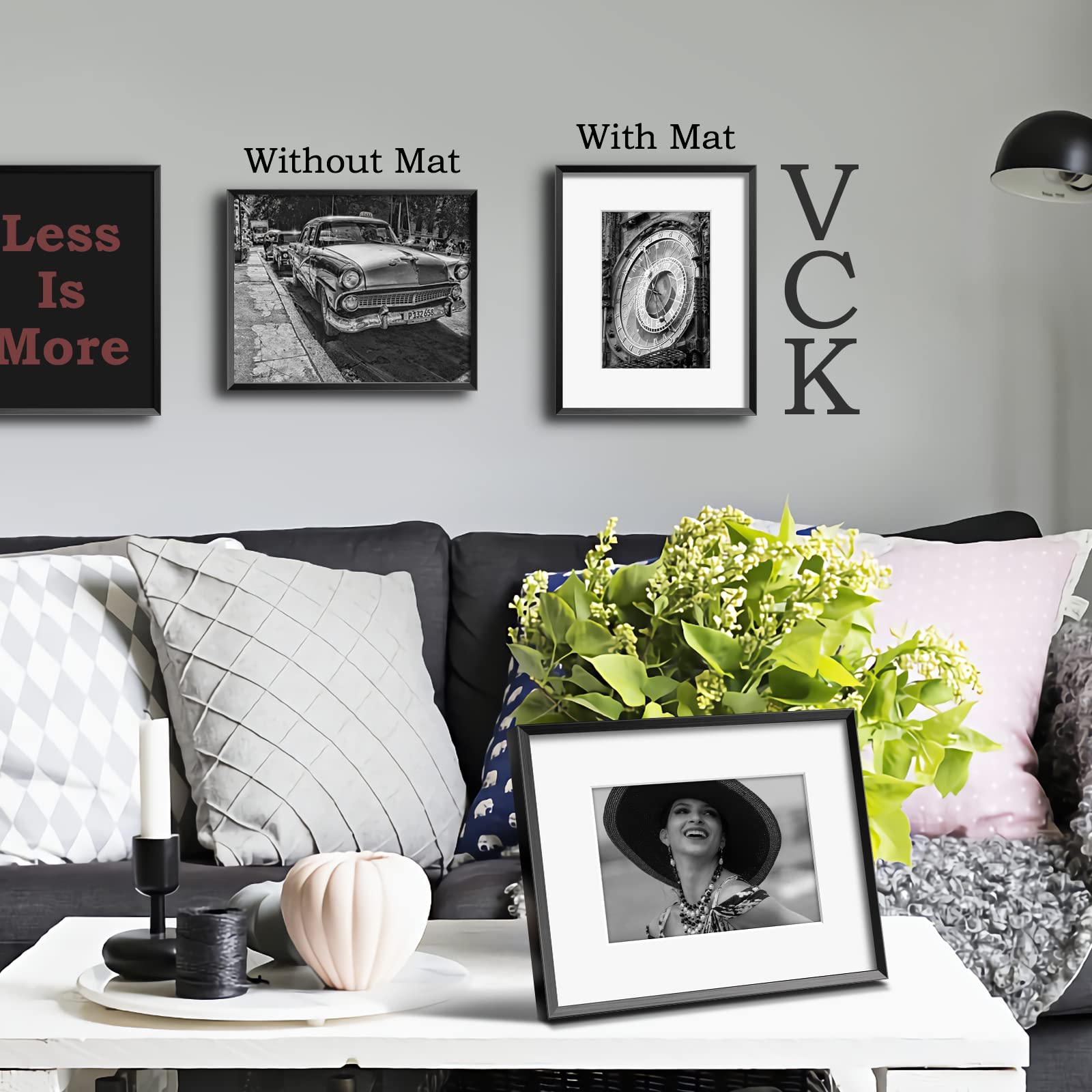 VCK 8x10 Metal Picture Frames with Real Glass, 8x10 Inch Aluminum Black Photo Frames with Mat for 5x7 or 8x10 without Mat Wall Display - Great for Weddings, Graduations, Portraits (1 Pack)