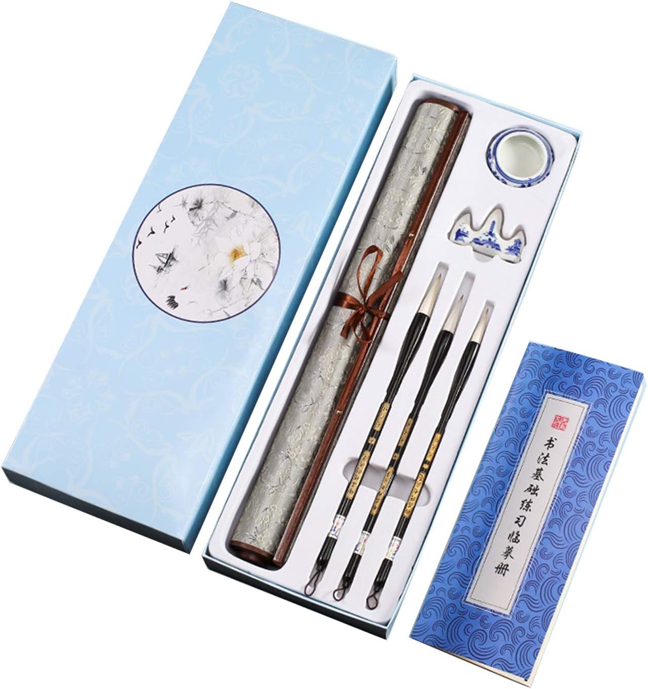 TEMKIN Chinese Calligraphy Set, Water Writing Cloth Paper, Sumi Writing Drawing Brushs - for Beginners Practice Set Calligraphy Utensils Brushes