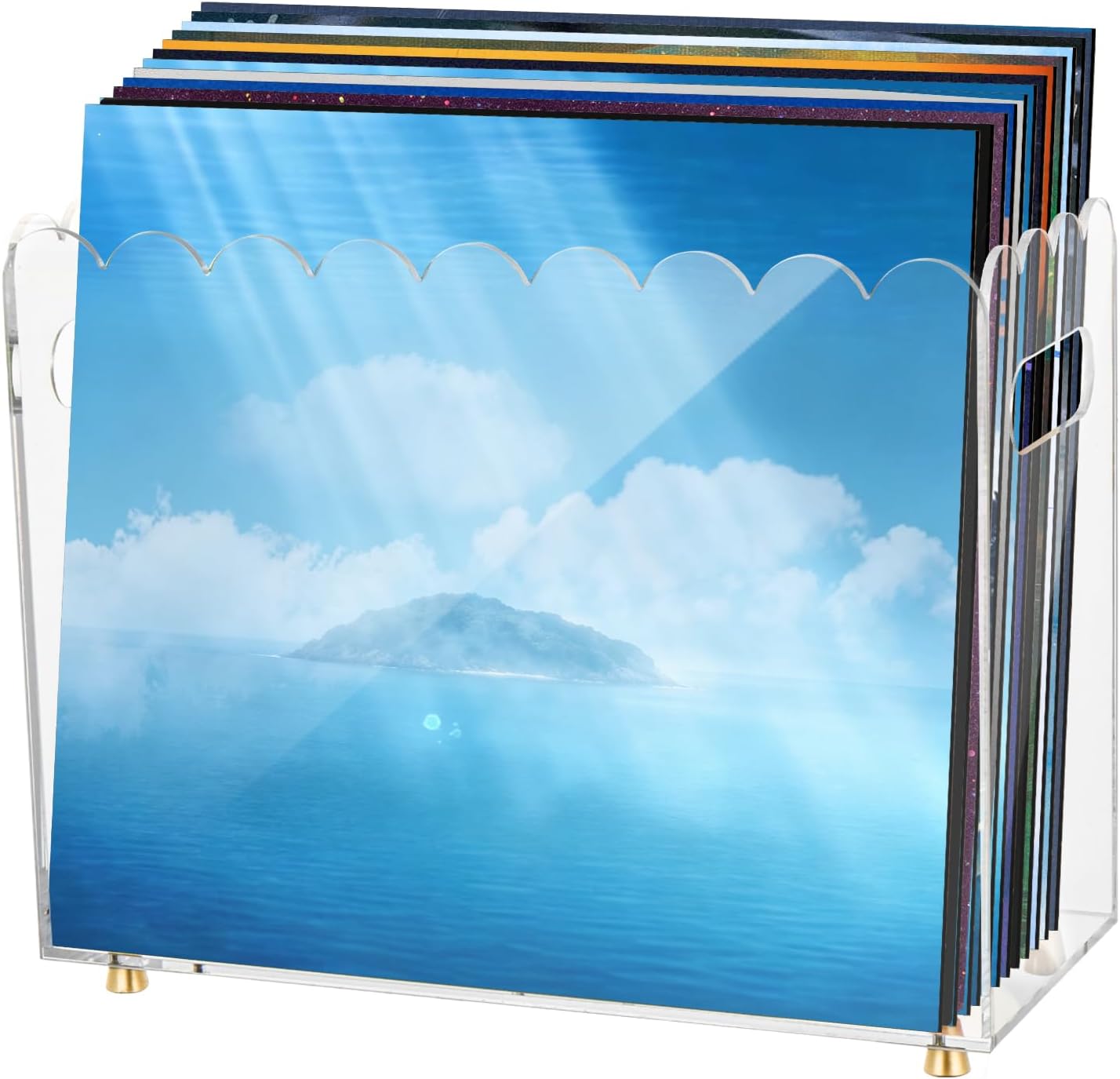 Acrylic Clear Vinyl Record Holder with Portable Handles for LP Records
