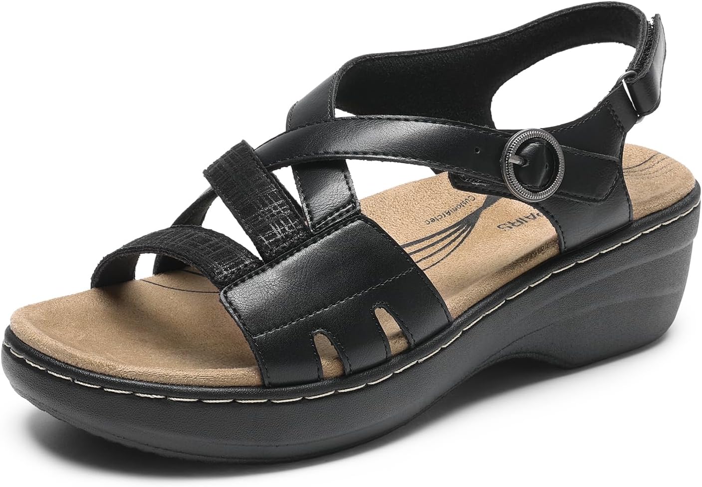 DREAM PAIRS Women's Comfortable Arch Support Wedge Sandals Open Toe Summer Walking Shoe