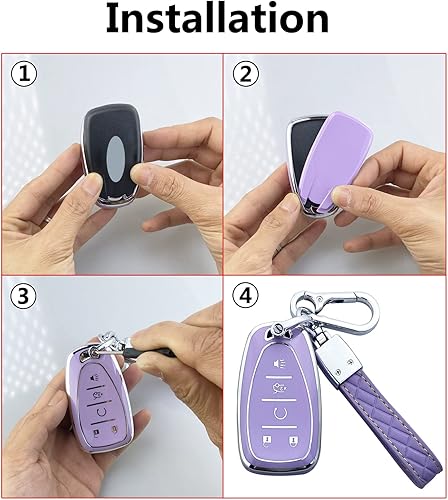 Miniatura 7 de Yuebutor Funda para Llavero Compatible con Chevy Camaro Cruze Equinox Malibu Traverse Blazer Volt Bolt Sonic Trax