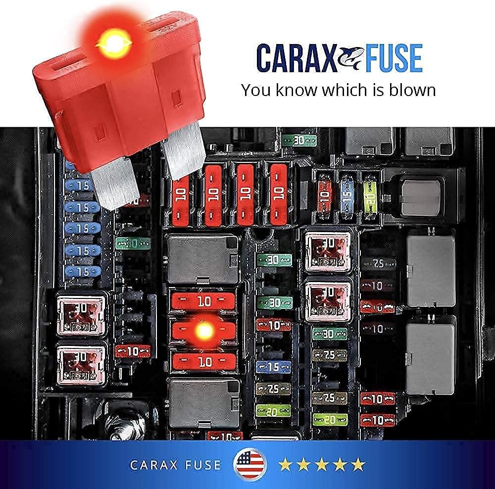 CARAX Glow Fuse – Premium Fuse Blade – 50 pcs. MINI + 50 pcs. STANDARD Assortment Kit – Glow When Blown LED Automotive Fuse – Smart Auto Glow Fuse Easy Identification – MIX 100 pcs. : Automotive