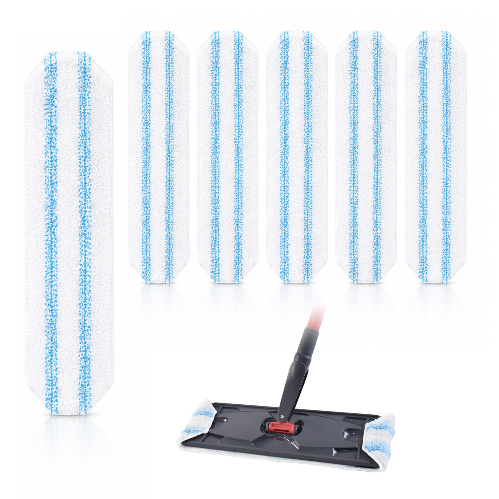 6 PCS Replacement Mop Pads for Vileda H2PrO Spin Mop System, Microfibre Washable Reusable Flat Mop Head Refills, Strong Dirt Absorption Floor Mop Pads for Hard Floors