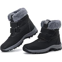 Womens Warm Fur Lined Winter Snow Boots Waterproof Ankle Mid-Calf Booties Outdoor Anti Slip Magic Buckle Comfortable snow shoes for women