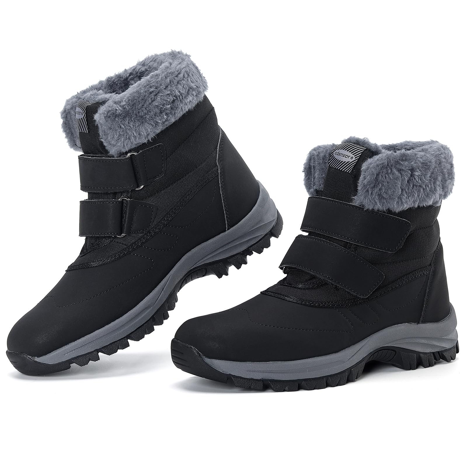 Botas de nieve para mujer, zapatos de invierno impermeables para exteriores, cómodo forro de piel artificial y botas planas cálidas antideslizantes con hebilla mágica para mujer.